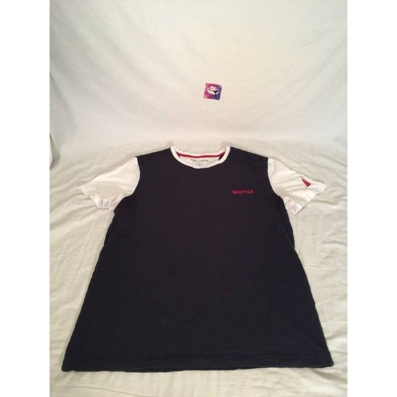 Nautica Colorblock Shirt Mens sz Large Colorblock Short Sleeve T-Shirt - Picture 1 of 5